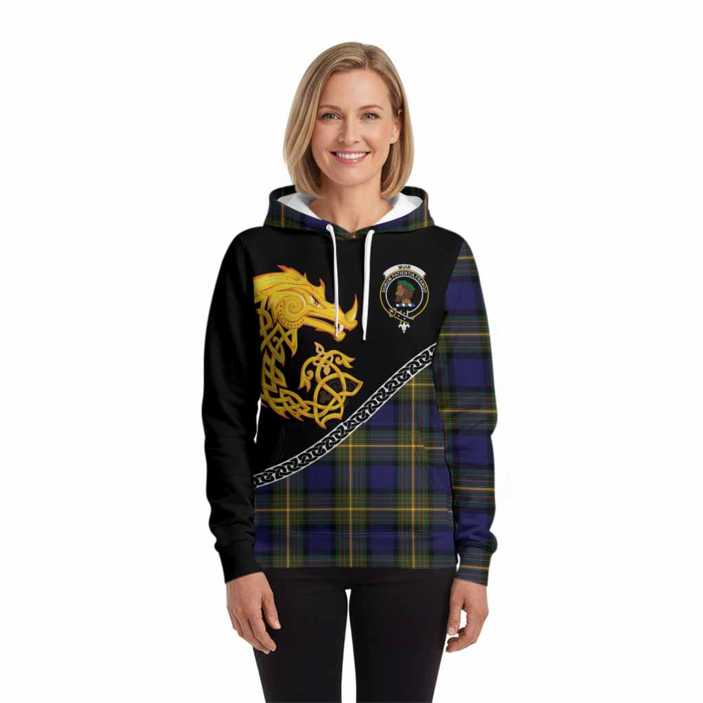 Muir Tartan Crest Hoodie Legendary Dragon Knot Half Style