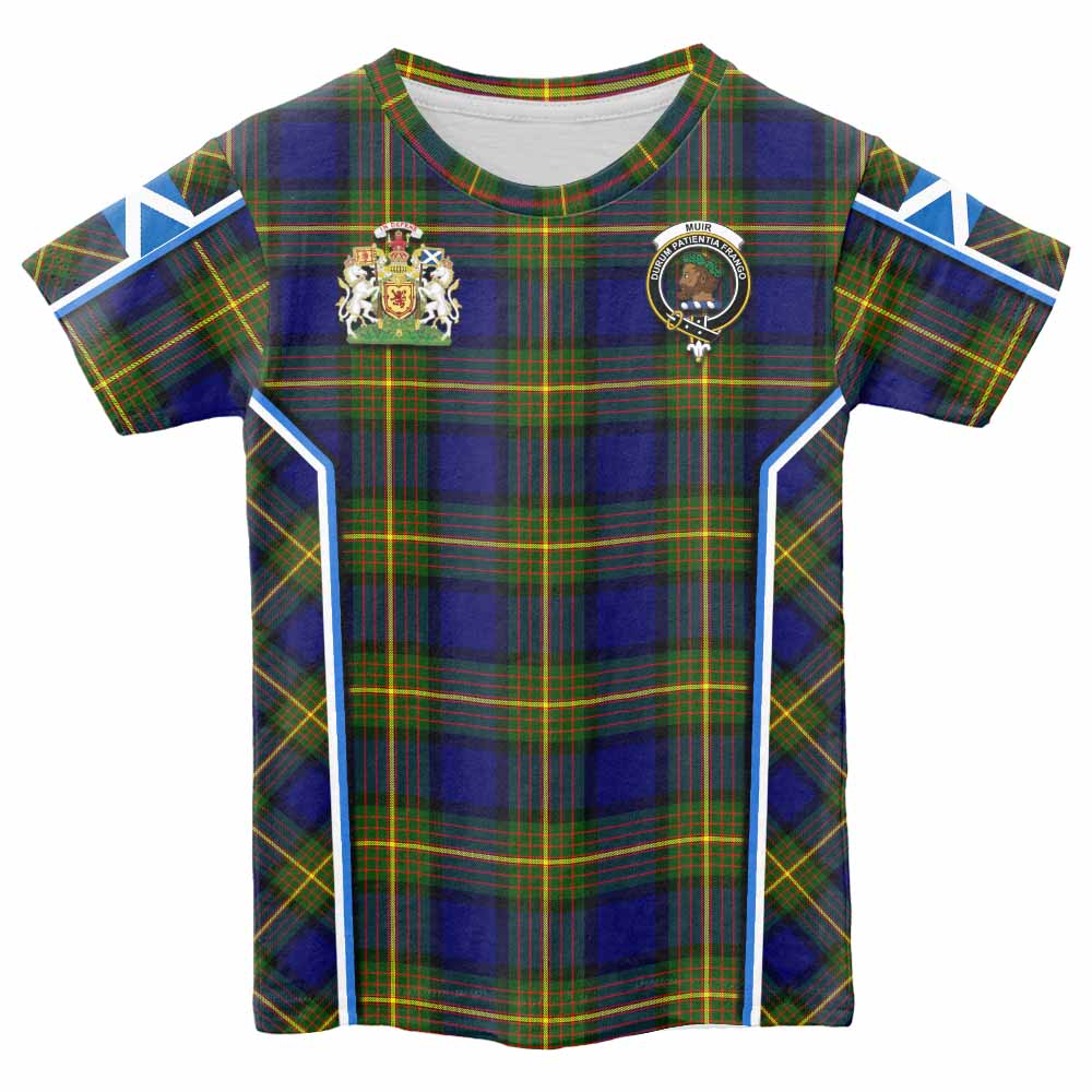 Muir Tartan Crest Kid T-shirt Scotland Coat of Arm Flag Style - Tartan Vibes Clothing