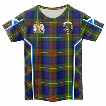 Muir Tartan Crest Kid T-shirt Scotland Coat of Arm Flag Style - Tartan Vibes Clothing
