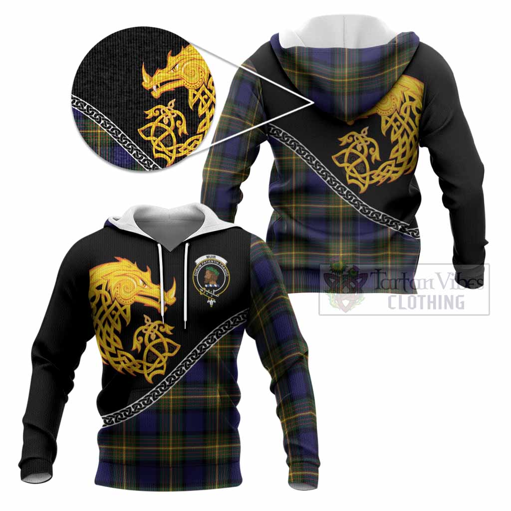 Muir Tartan Crest Knitted Hoodie Legendary Dragon Knot Half Style