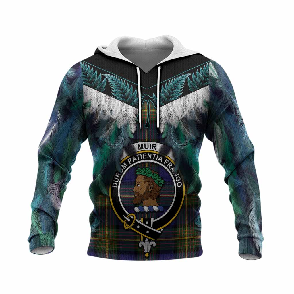 Muir Tartan Crest Knitted Hoodie New Zealand Maori Korowai Cloak