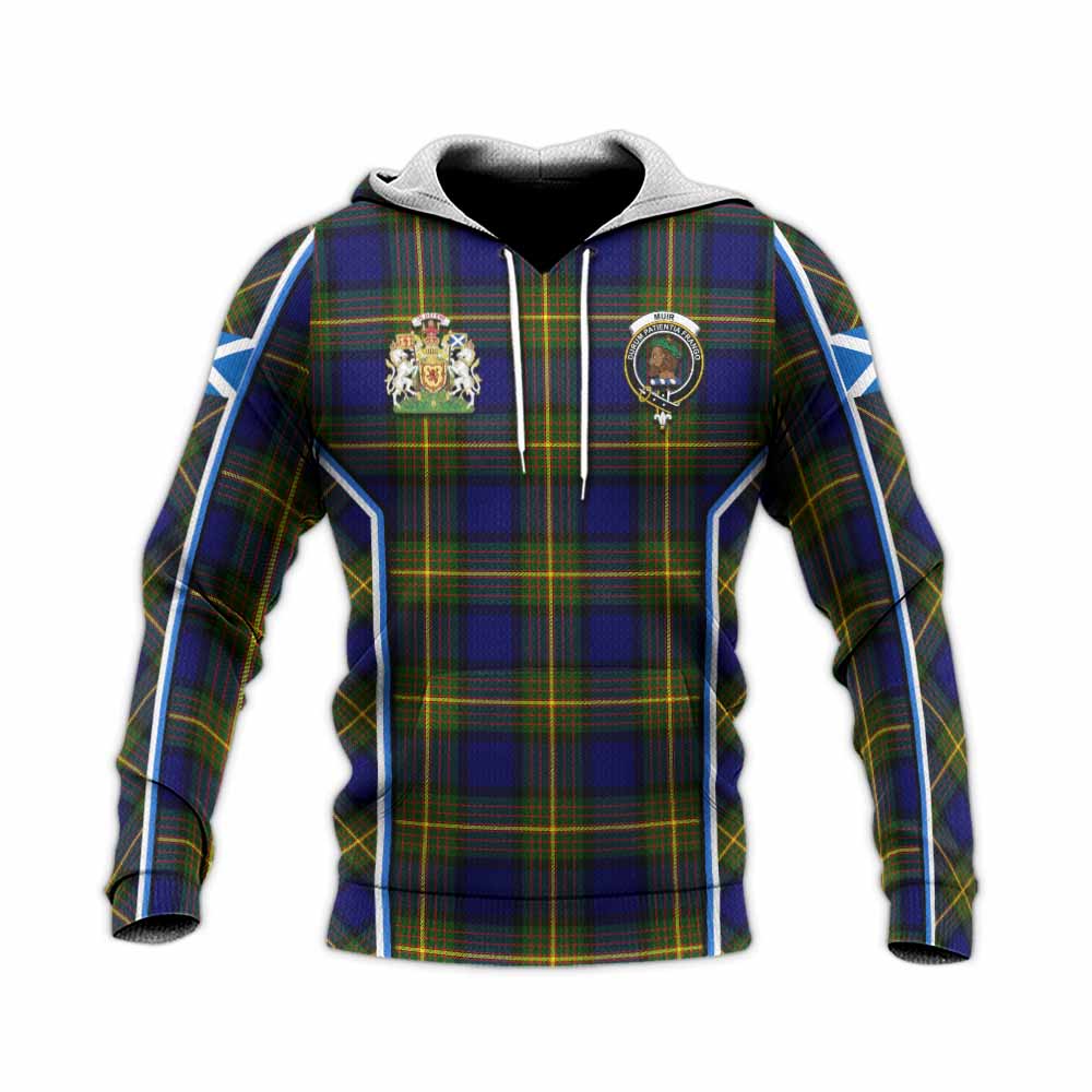 Muir Tartan Crest Knitted Hoodie Scotland Coat of Arm Flag Style - Tartan Vibes Clothing