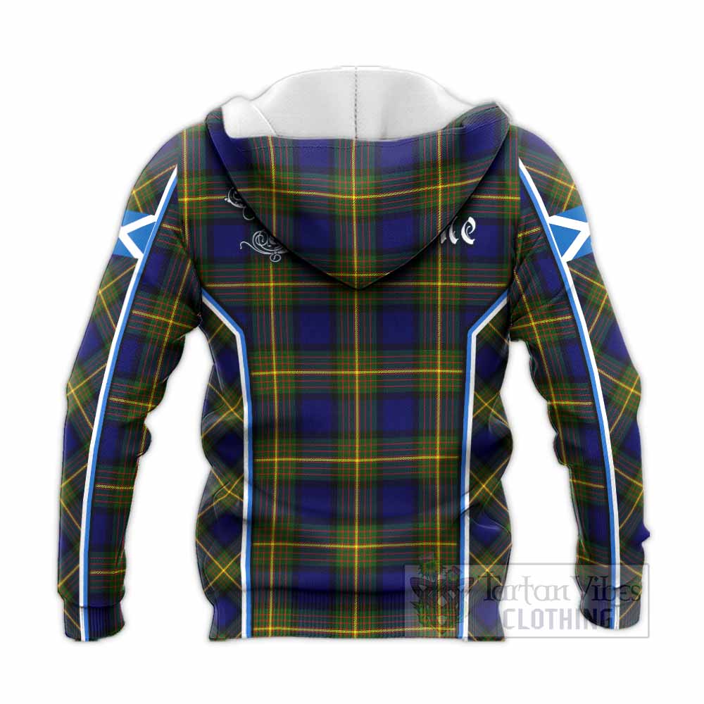 Muir Tartan Crest Knitted Hoodie Scotland Coat of Arm Flag Style - Tartan Vibes Clothing