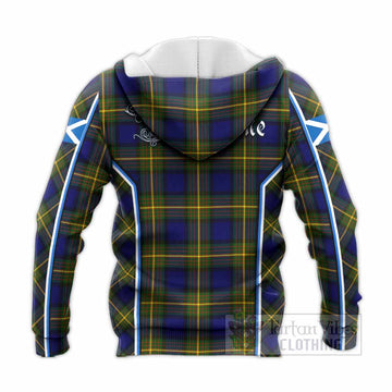 Muir Tartan Crest Knitted Hoodie Scotland Coat of Arm Flag Style