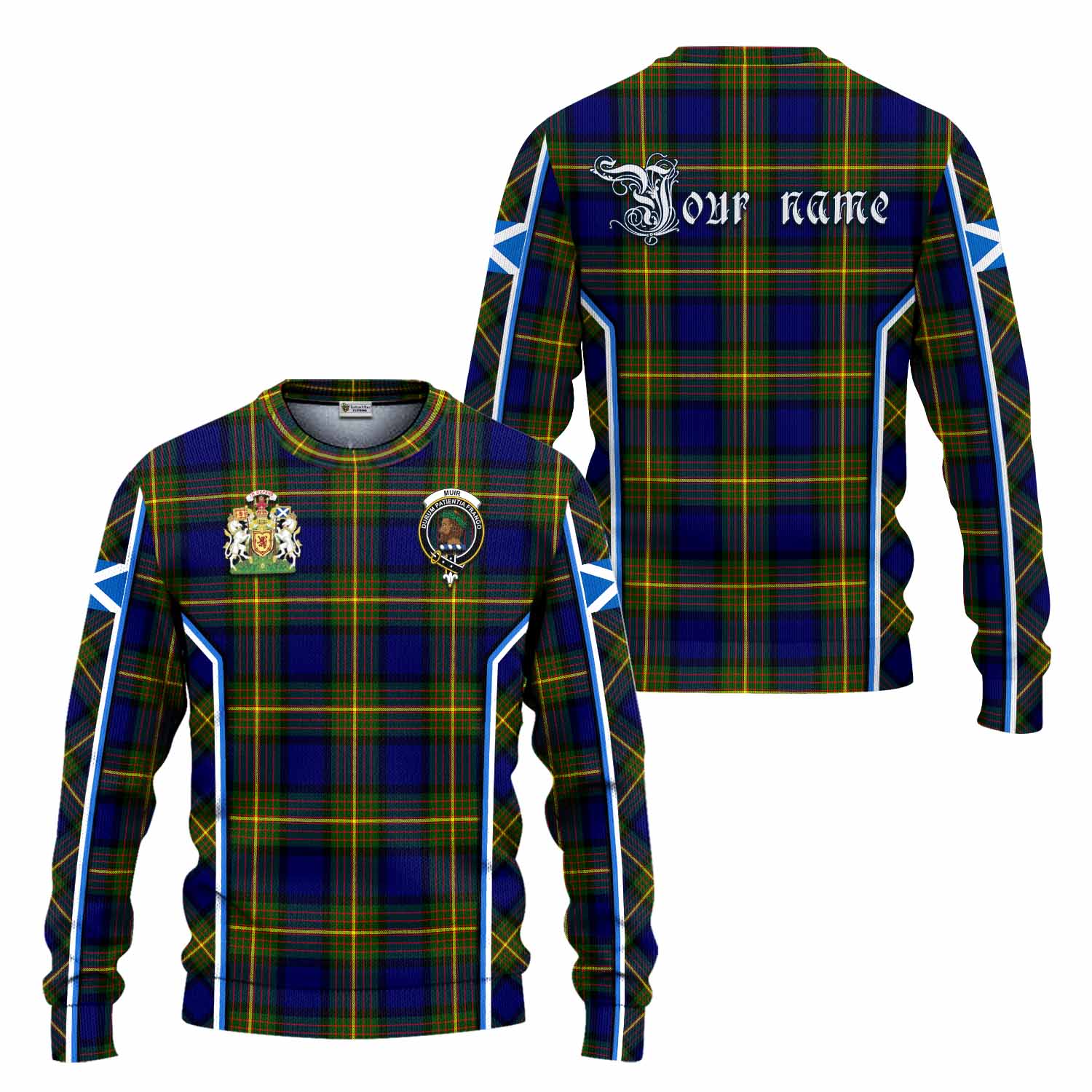 Muir Tartan Crest Knitted Sweater Scotland Coat of Arm Flag Style - Tartan Vibes Clothing