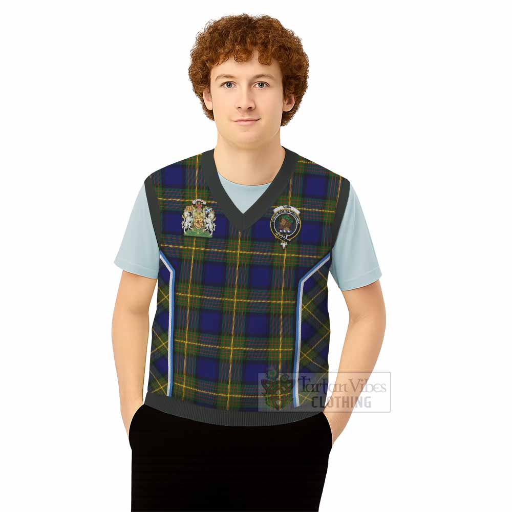 Muir Tartan Crest Knitted V-Neck Vest Scotland Coat of Arm Flag Style - Tartan Vibes Clothing