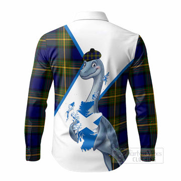 Muir Tartan Crest Loch Ness Monster Long Sleeve Button Shirts Nessie Scottish Map Tha Gradh Agam Air Alba