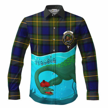 Muir Tartan Crest Long Sleeve Button Shirts Nessie Under Water
