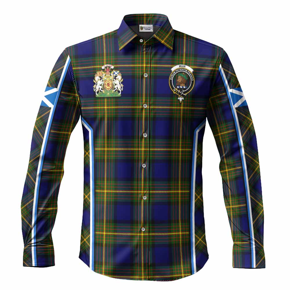 Muir Tartan Crest Long Sleeve Button Shirts Scotland Coat of Arm Flag Style - Tartan Vibes Clothing