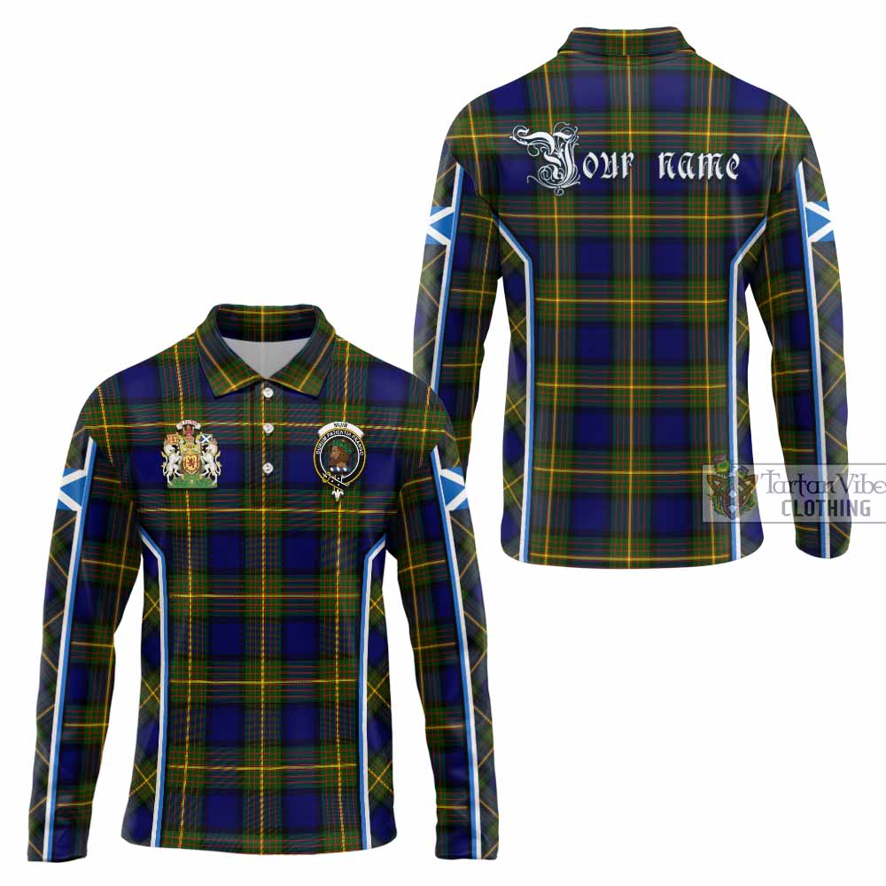 Muir Tartan Crest Long Sleeve Polo Shirt Scotland Coat of Arm Flag Style - Tartan Vibes Clothing