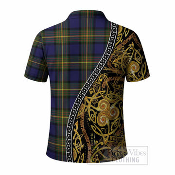 Muir Tartan Crest Polo Shirt Celtic Knot and Triple Trickle Spiral Symbols