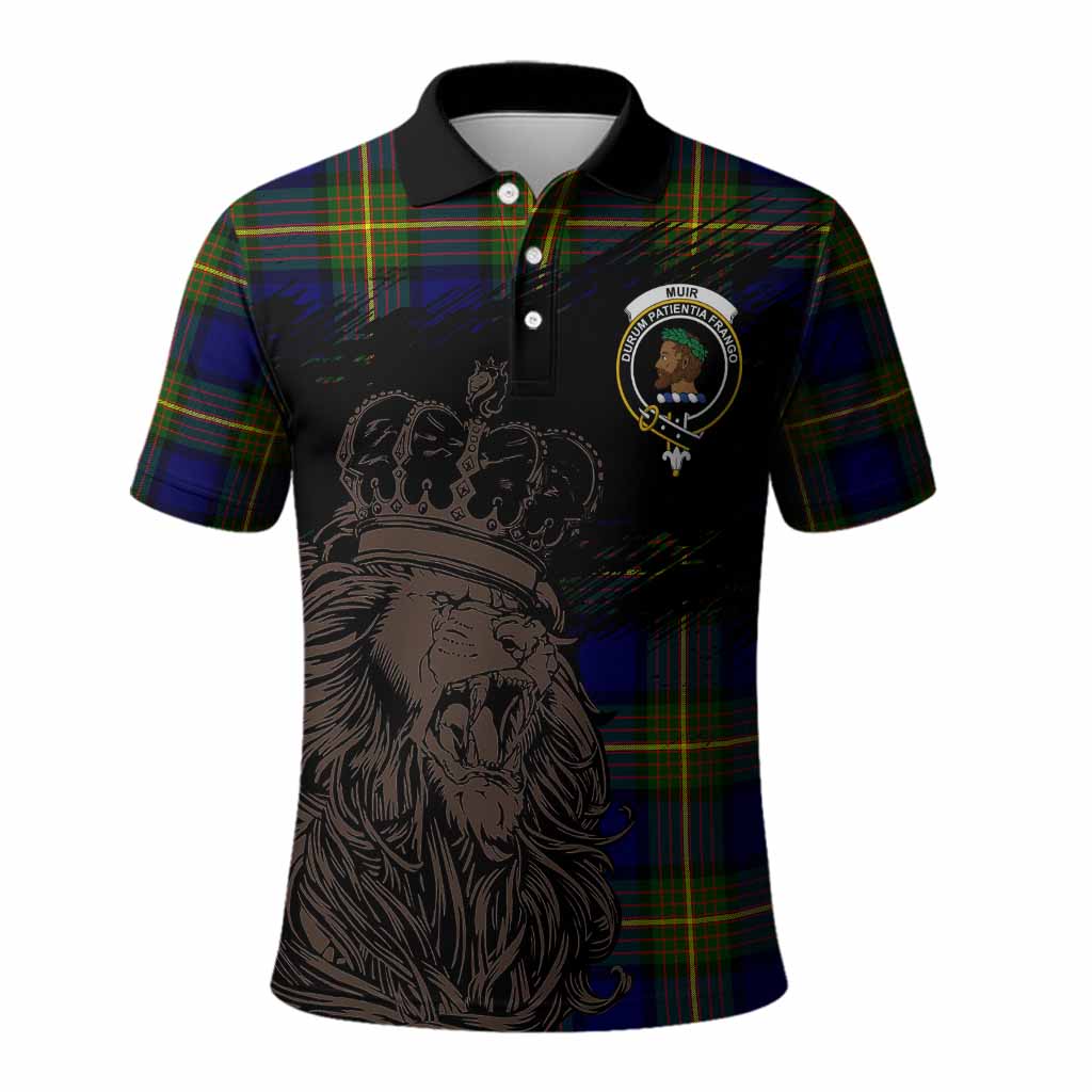 Muir Tartan Crest Polo Shirt Crowned Lion Heritage Style