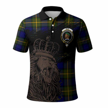 Muir Tartan Crest Polo Shirt Crowned Lion Heritage Style