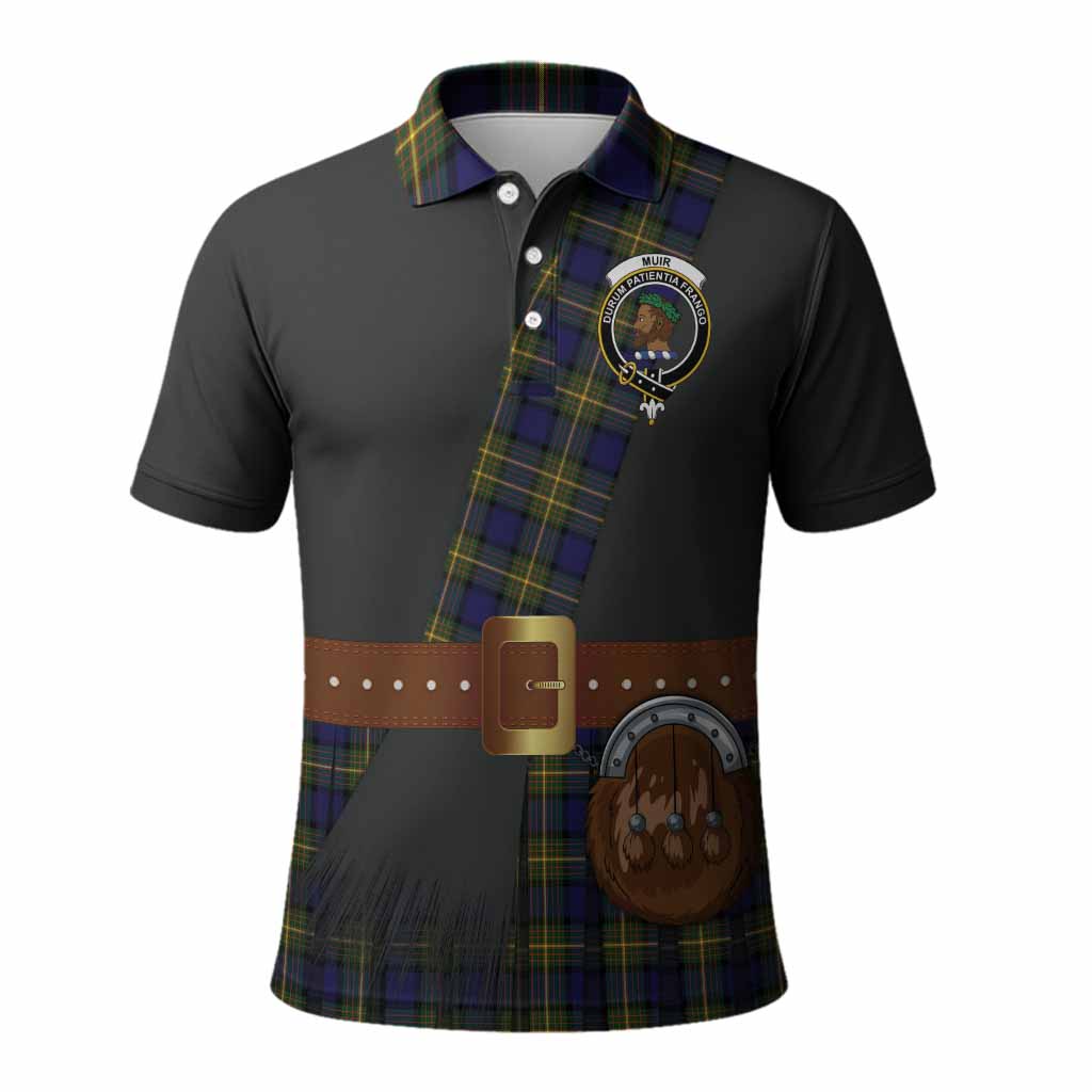 Muir Tartan Crest Polo Shirt Kilt Costume Style