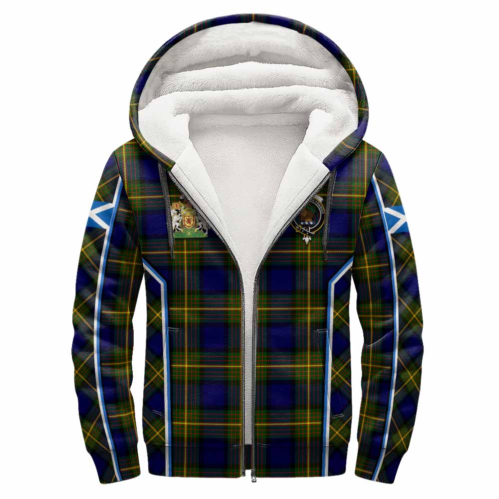 Muir Tartan Crest Sherpa Hoodie Scotland Coat of Arm Flag Style - Tartan Vibes Clothing