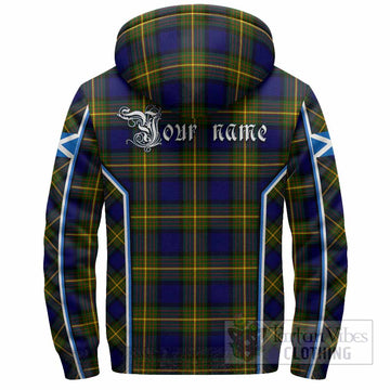 Muir Tartan Crest Sherpa Hoodie Scotland Coat of Arm Flag Style