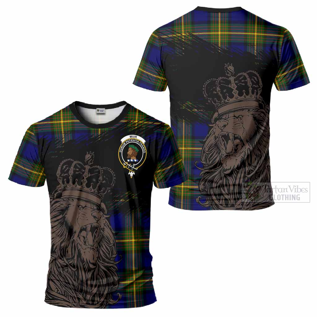 Muir Tartan Crest T-Shirt Crowned Lion Heritage Style