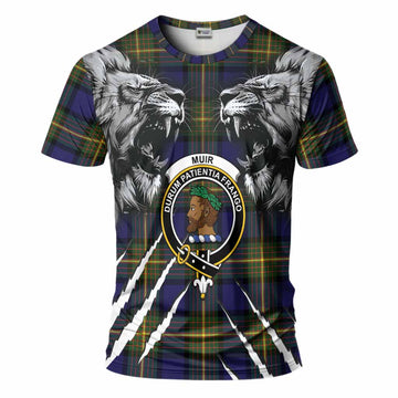 Muir Tartan Crest T-Shirt Ferocious Lion Style