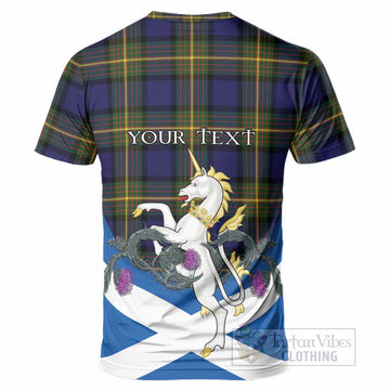 Muir Tartan Crest T-Shirt Scottish Unicorn With Thistle