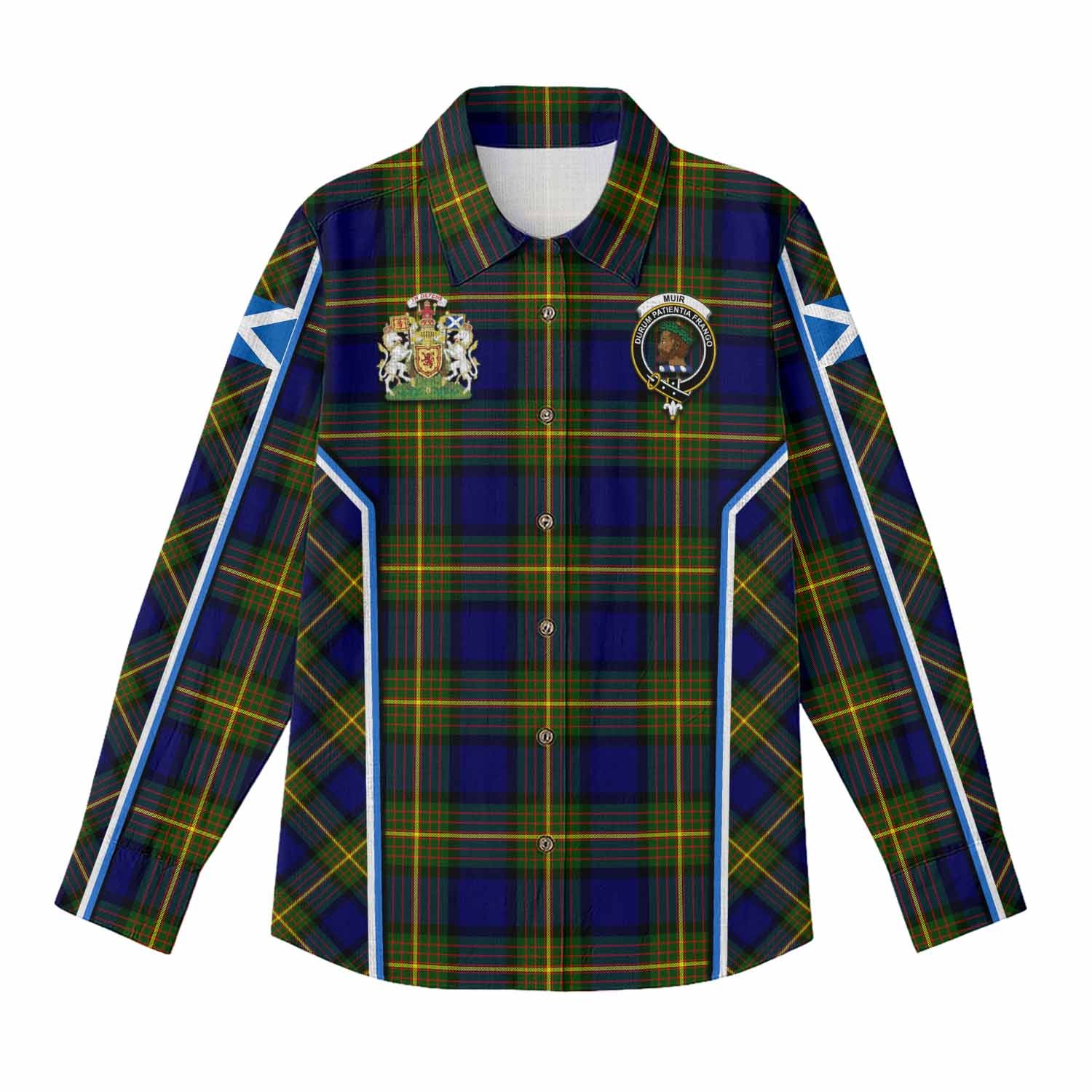 Muir Tartan Crest Women Casual Shirt Scotland Coat of Arm Flag Style - Tartan Vibes Clothing