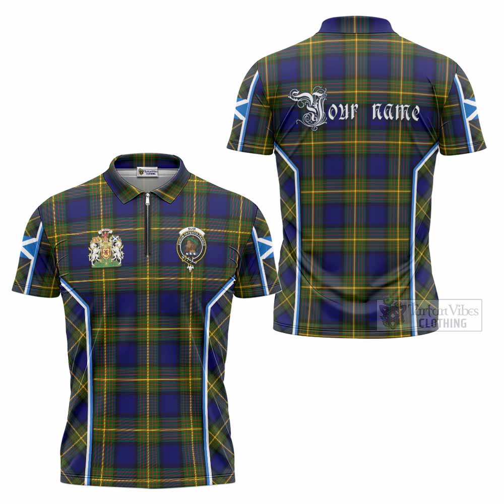 Muir Tartan Crest Zipper Polo Shirt Scotland Coat of Arm Flag Style - Tartan Vibes Clothing