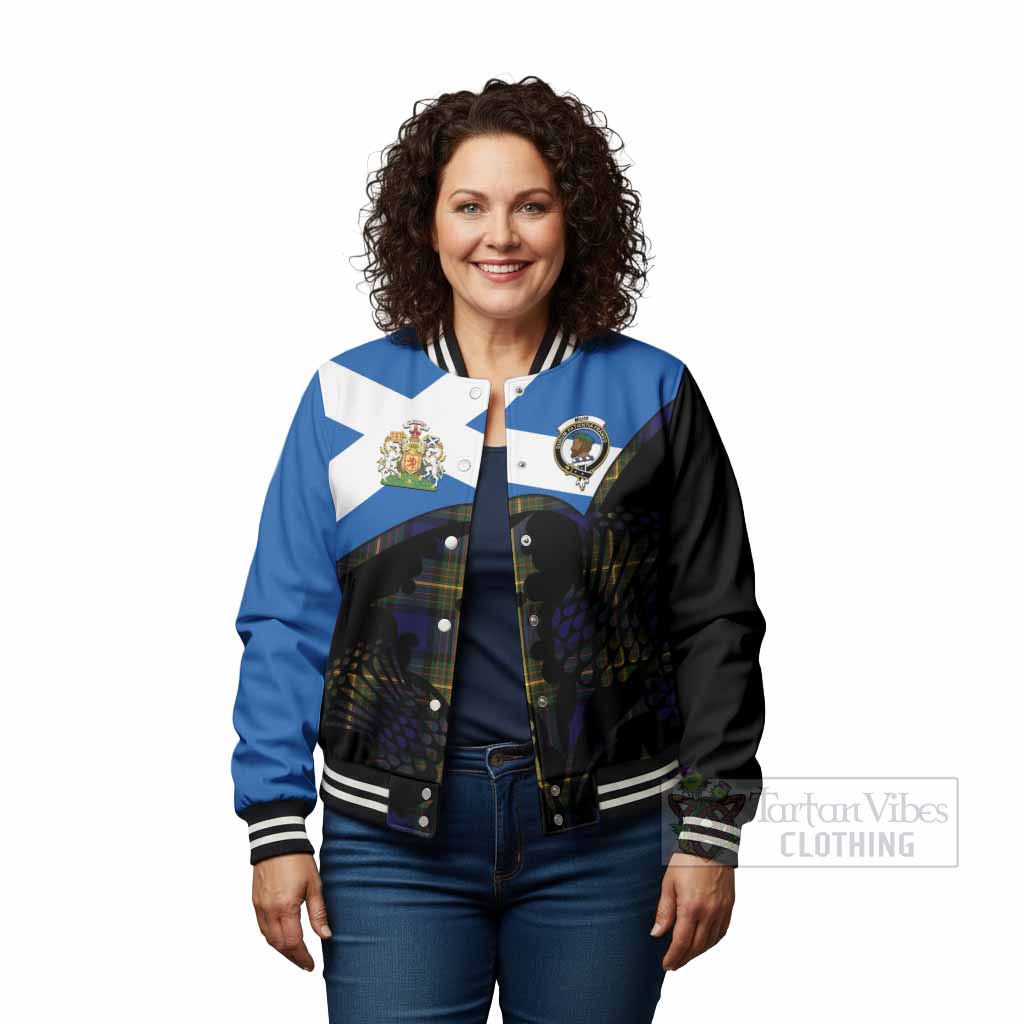 Muir Tartan Family Crest Baseball Jacket Scotland Thistle Floral Flag Style