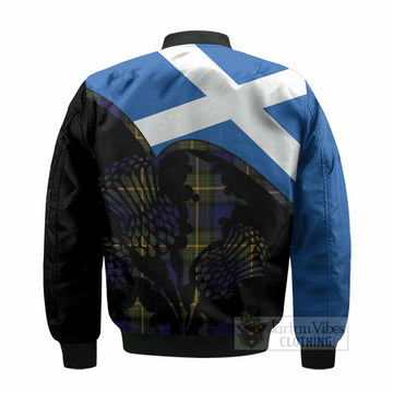 Muir Tartan Family Crest Bomber Jacket Scotland Thistle Floral Flag Style