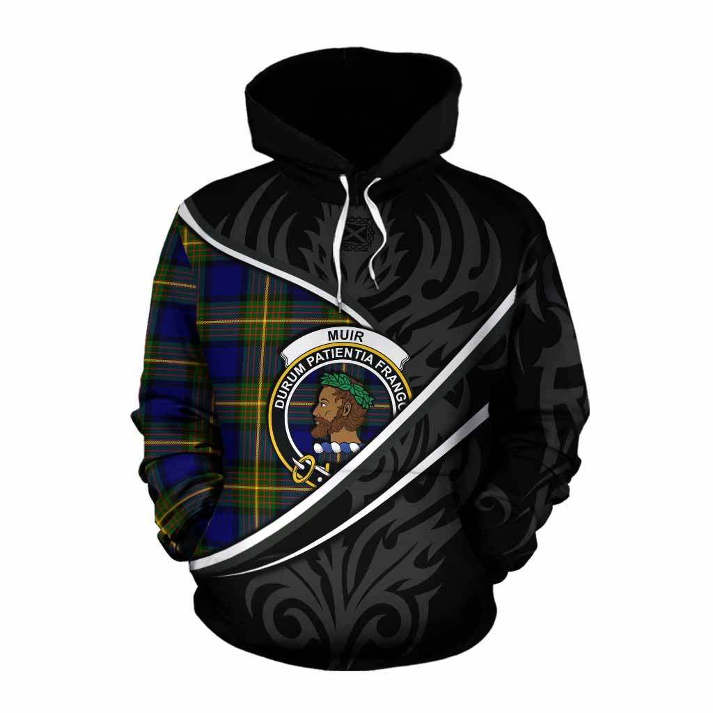 Muir Tartan Family Crest Cotton Hoodie Celtic Scottish Thistle Floral - Tartan Vibes Clothing