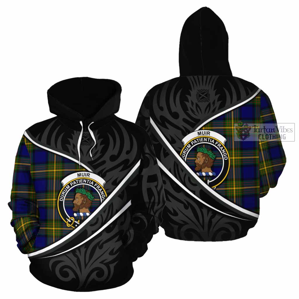 Muir Tartan Family Crest Cotton Hoodie Celtic Scottish Thistle Floral - Tartan Vibes Clothing