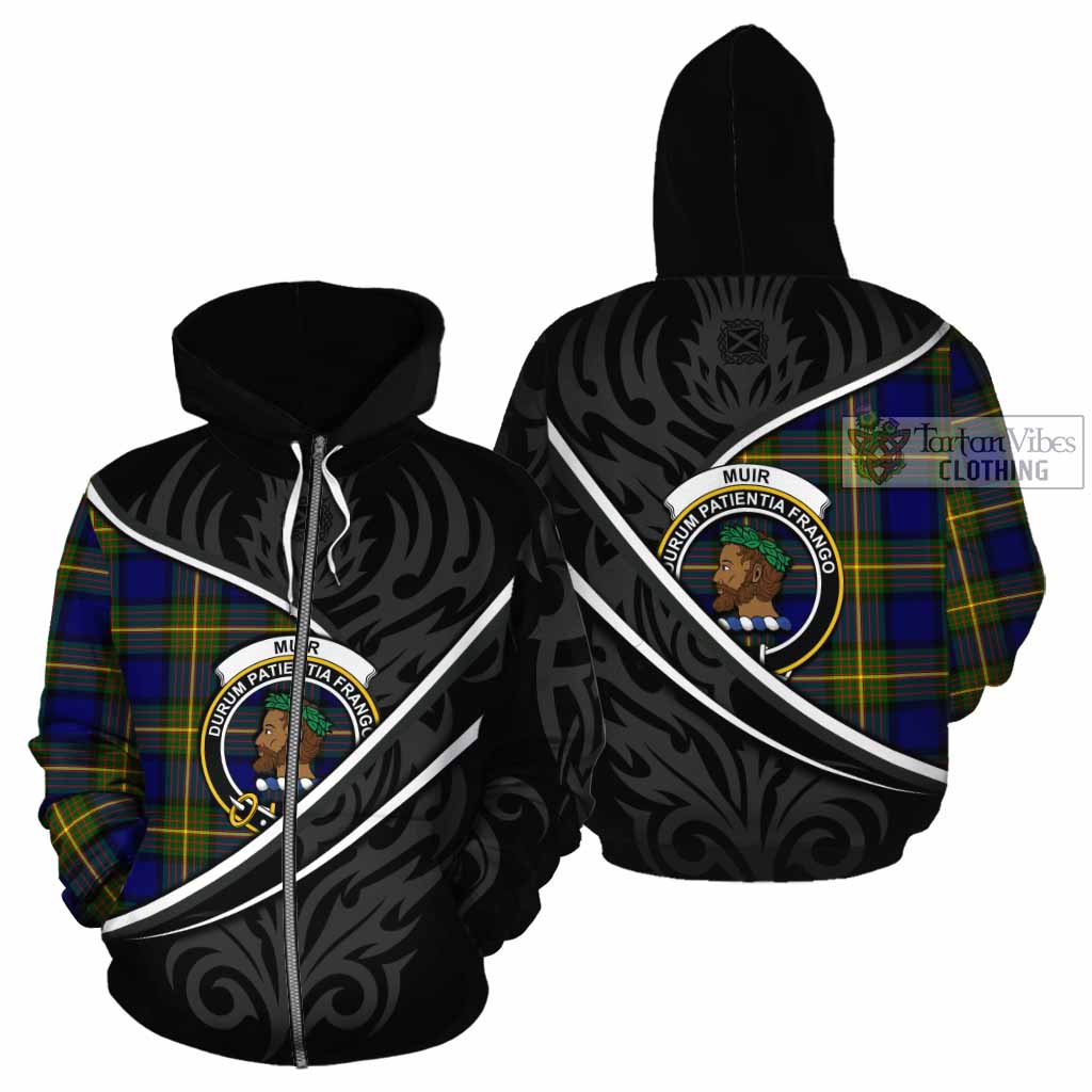 Muir Tartan Family Crest Cotton Hoodie Celtic Scottish Thistle Floral - Tartan Vibes Clothing