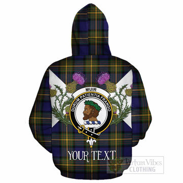 Muir Tartan Family Crest Cotton Hoodie Scottish Burns Night Thistle Floral