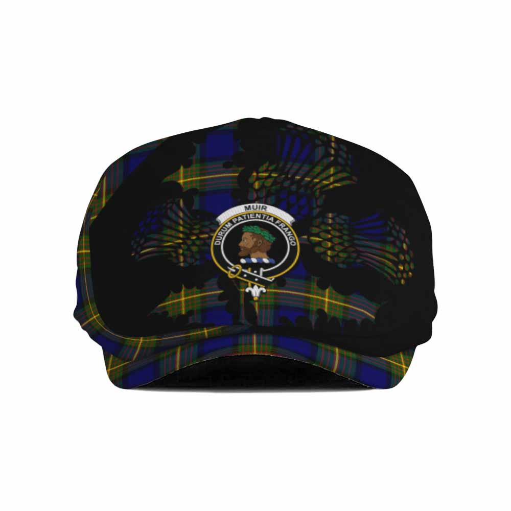 Muir Tartan Family Crest Flat Cap, Jeff Cap Scotland Thistle Floral