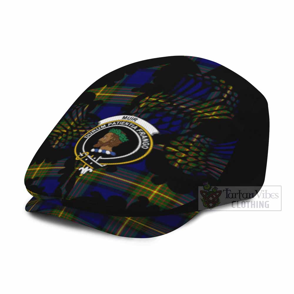 Muir Tartan Family Crest Flat Cap, Jeff Cap Scotland Thistle Floral