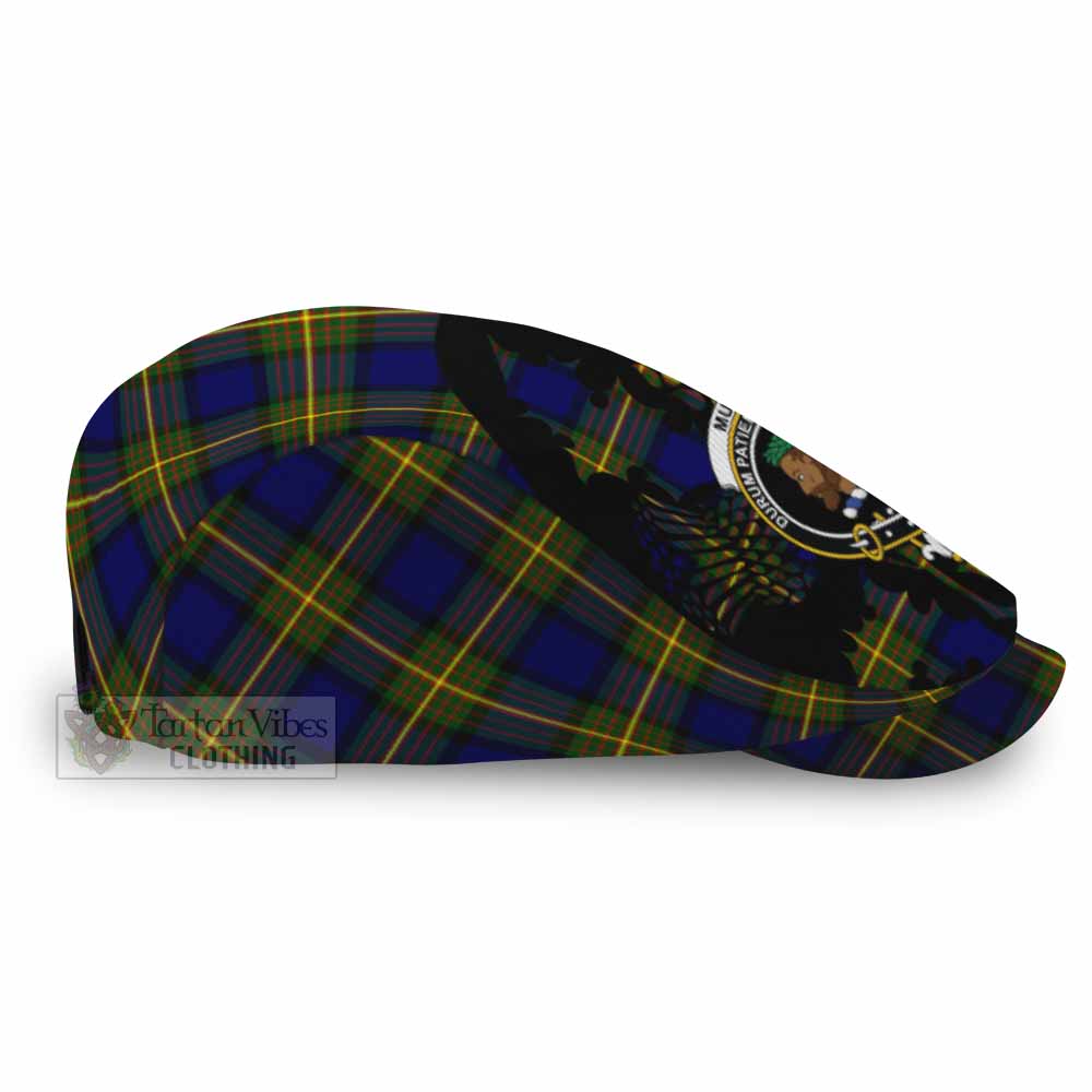 Muir Tartan Family Crest Flat Cap, Jeff Cap Scotland Thistle Floral
