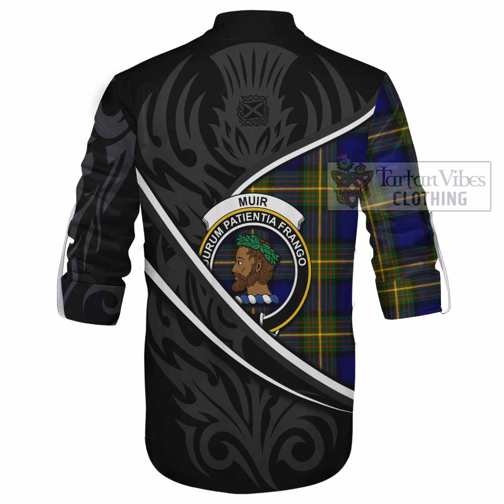 Muir Tartan Family Crest Ghillie Kilt Shirt Celtic Scottish Thistle Floral - Tartan Vibes Clothing
