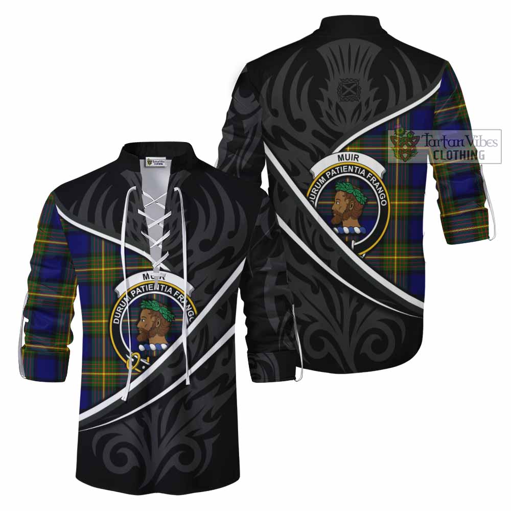 Muir Tartan Family Crest Ghillie Kilt Shirt Celtic Scottish Thistle Floral - Tartan Vibes Clothing