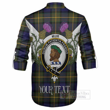 Muir Tartan Family Crest Ghillie Shirt Scottish Burns Night Thistle Floral