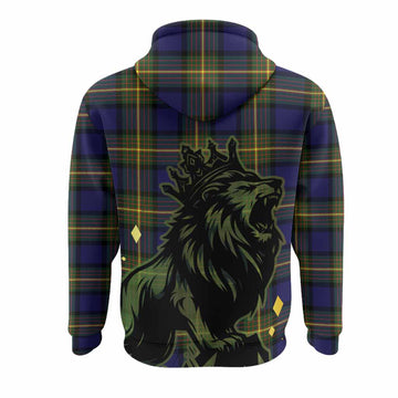 Muir Tartan Family Crest Hoodie Crowned Lion Roaring