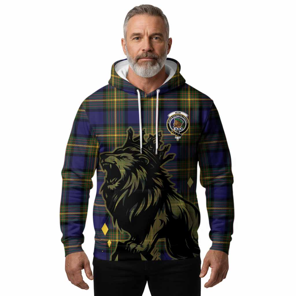 Muir Tartan Family Crest Hoodie Crowned Lion Roaring