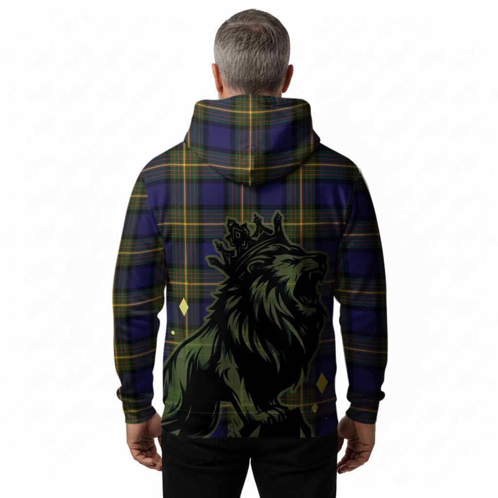 Muir Tartan Family Crest Hoodie Crowned Lion Roaring