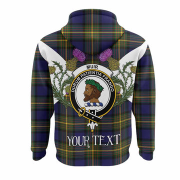 Muir Tartan Family Crest Hoodie Scottish Burns Night Thistle Floral