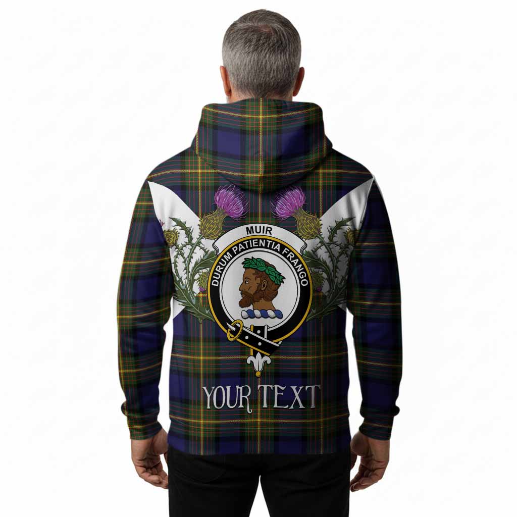 Muir Tartan Family Crest Hoodie Scottish Burns Night Thistle Floral