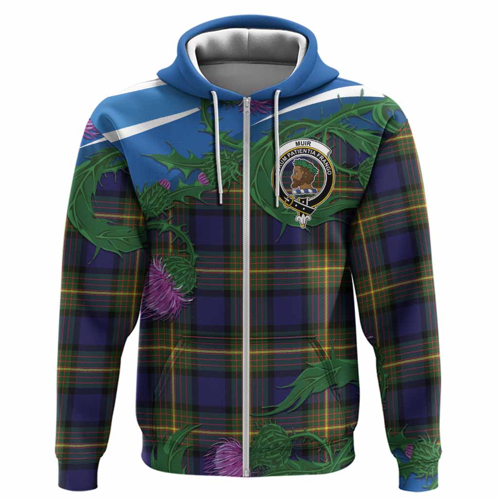 Muir Tartan Family Crest Hoodie Thistle in Minimalism