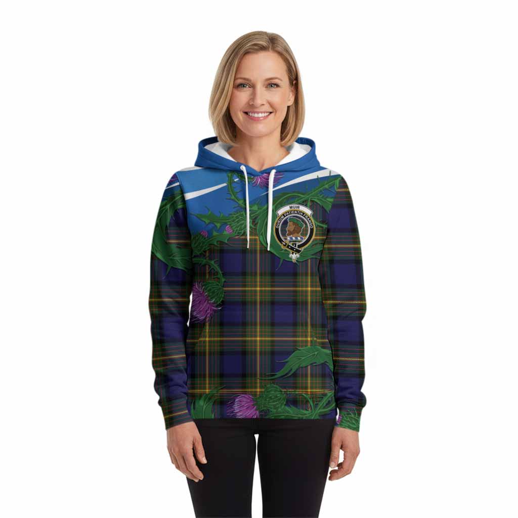 Muir Tartan Family Crest Hoodie Thistle in Minimalism