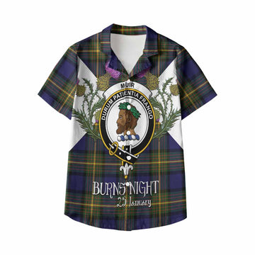 Muir Tartan Family Crest Kid Hawaiian Shirt Scottish Burns Night Thistle Floral