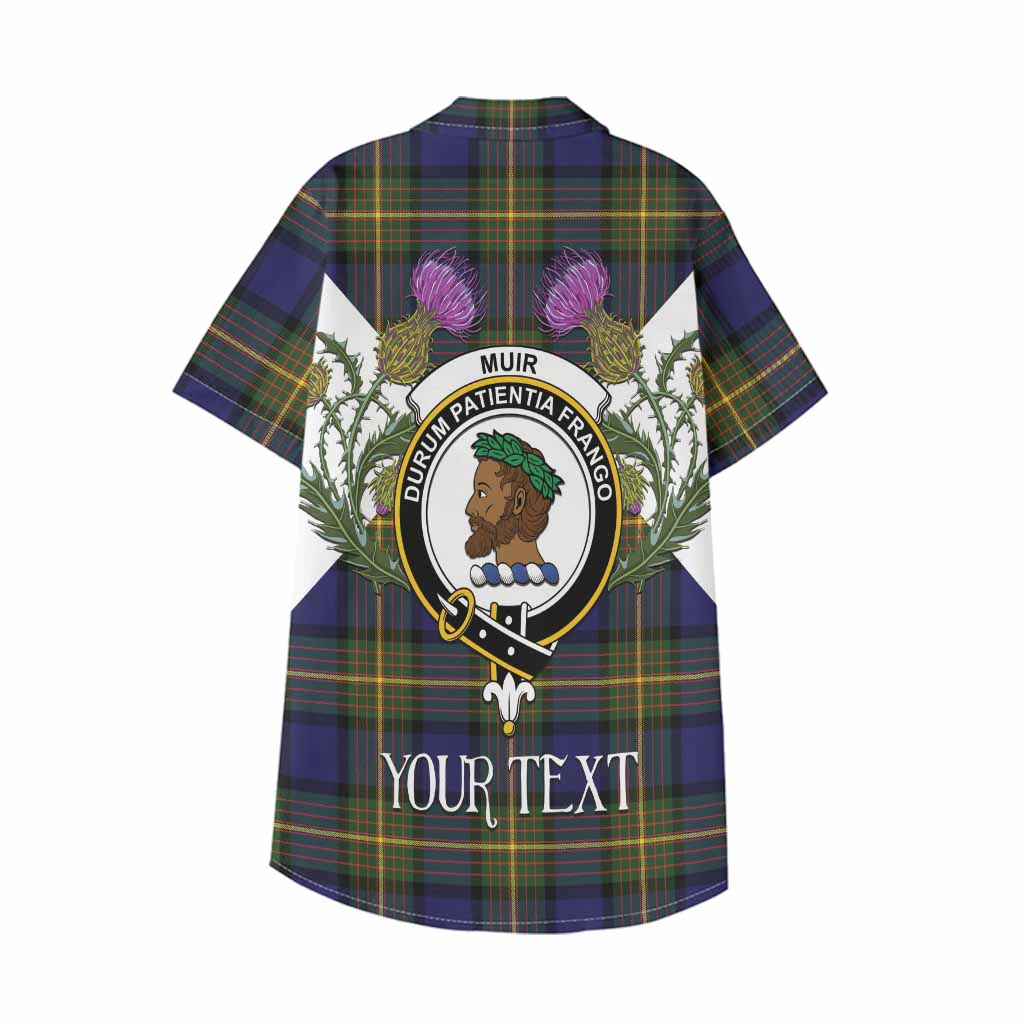 Muir Tartan Family Crest Kid Hawaiian Shirt Scottish Burns Night Thistle Floral