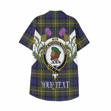 Muir Tartan Family Crest Kid Hawaiian Shirt Scottish Burns Night Thistle Floral