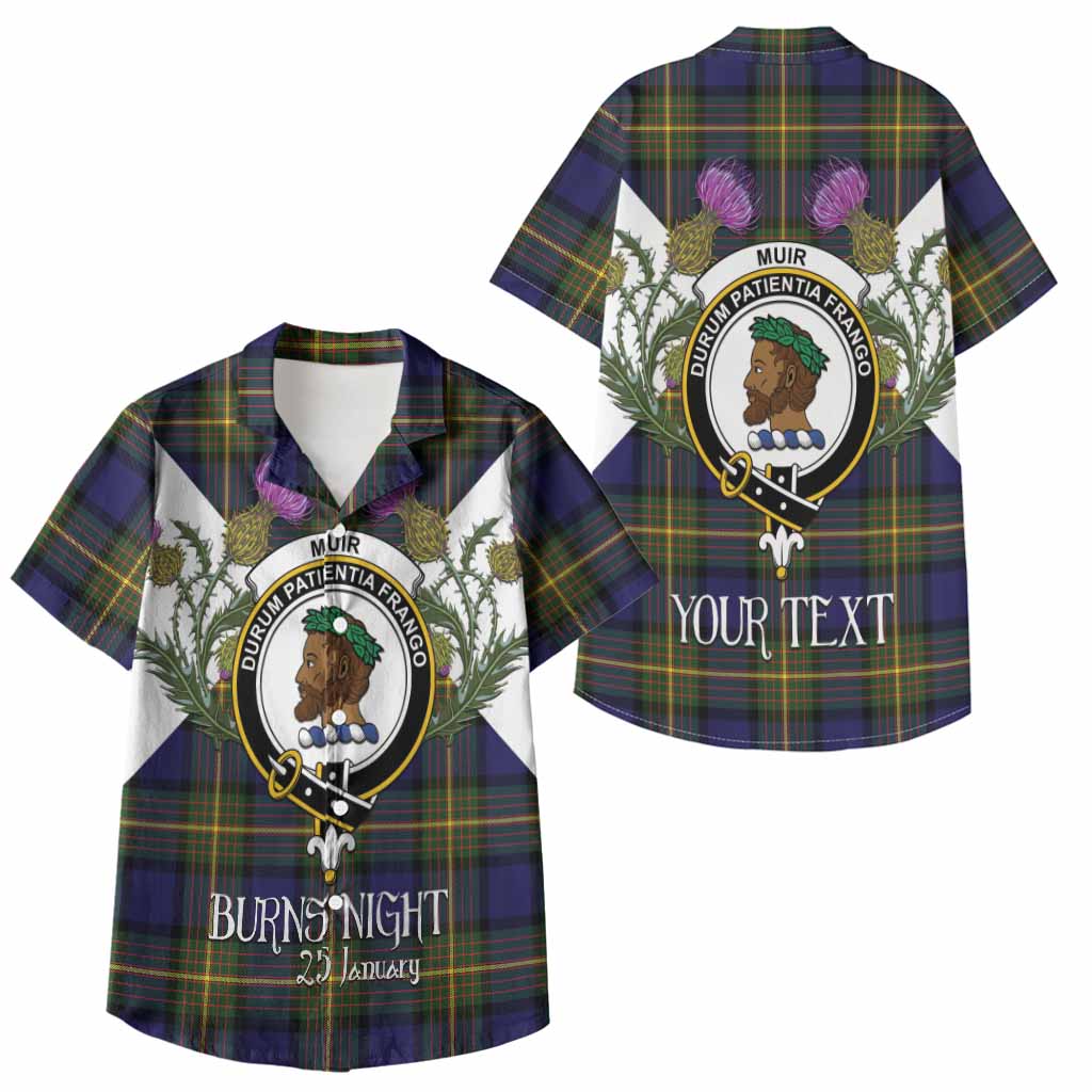 Muir Tartan Family Crest Kid Hawaiian Shirt Scottish Burns Night Thistle Floral