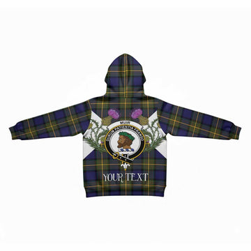 Muir Tartan Family Crest Kid Hoodie Scottish Burns Night Thistle Floral