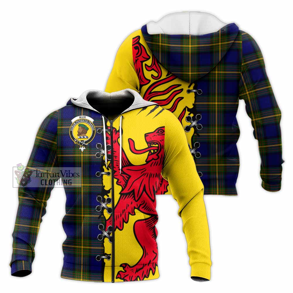 Muir Tartan Family Crest Knitted Hoodie Lion Rampant Honor - Tartan Vibes Clothing